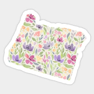 Oregon Silhouette Florals Sticker